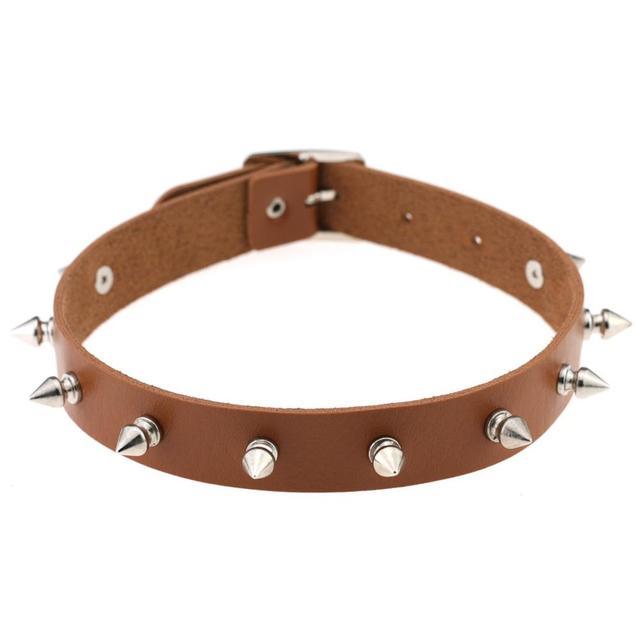 Spiked Faux Leather Choker with Adjustable Fit - Lucid Fantasy 