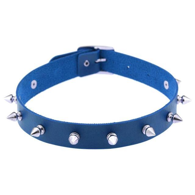 Spiked Faux Leather Choker with Adjustable Fit - Lucid Fantasy 