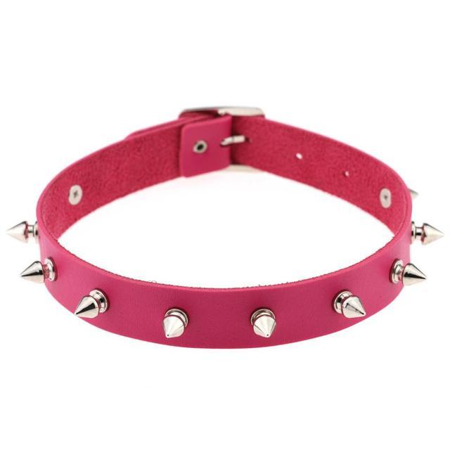 Spiked Faux Leather Choker with Adjustable Fit - Lucid Fantasy 