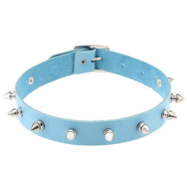 Spiked Faux Leather Choker with Adjustable Fit - Lucid Fantasy 