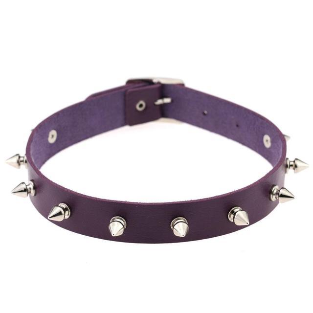 Spiked Faux Leather Choker with Adjustable Fit - Lucid Fantasy 