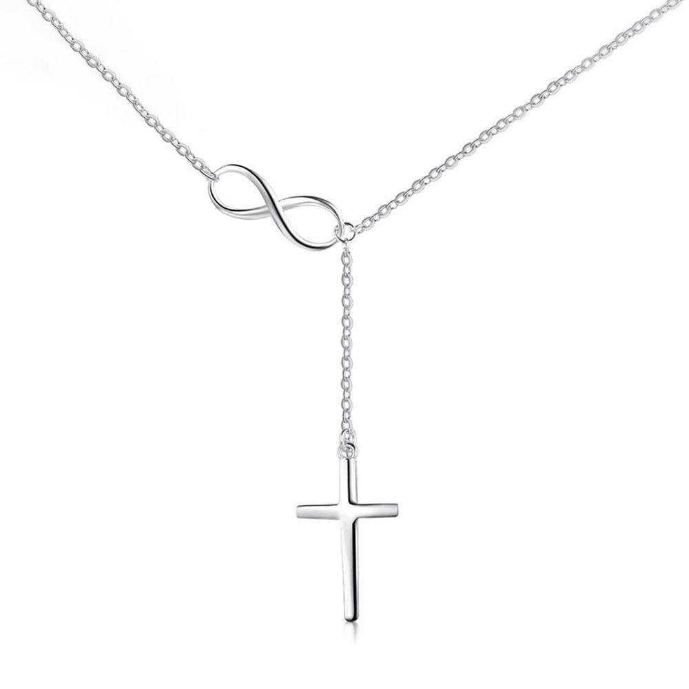 Sterling Silver (925) Elegant Infinity Cross Pendant Necklace - Lucid Fantasy 