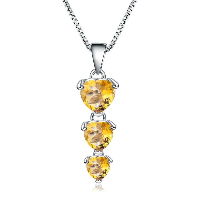 Sterling Silver Heart-Shaped Citrine Pendant Necklace - Lucid Fantasy 