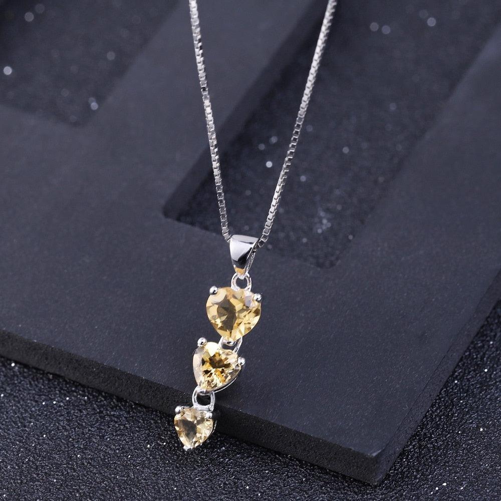 Sterling Silver Heart-Shaped Citrine Pendant Necklace - Lucid Fantasy 