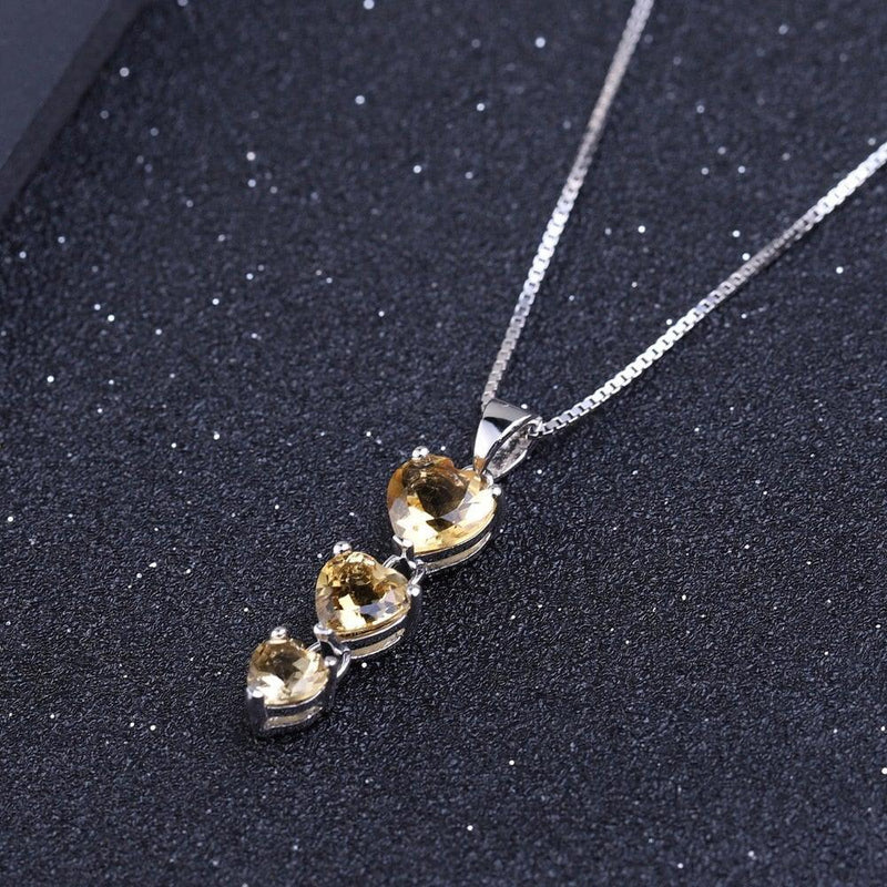 Sterling Silver Heart-Shaped Citrine Pendant Necklace - Lucid Fantasy 