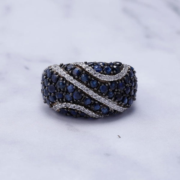 Sterling Silver Luxury Blue Sapphire Ring