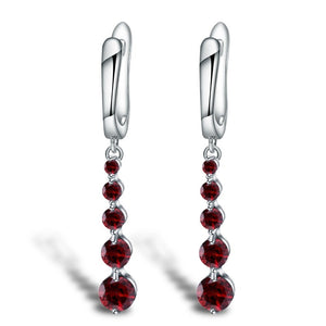 Sterling Silver Multi Stone Red Garnet Drop Earrings