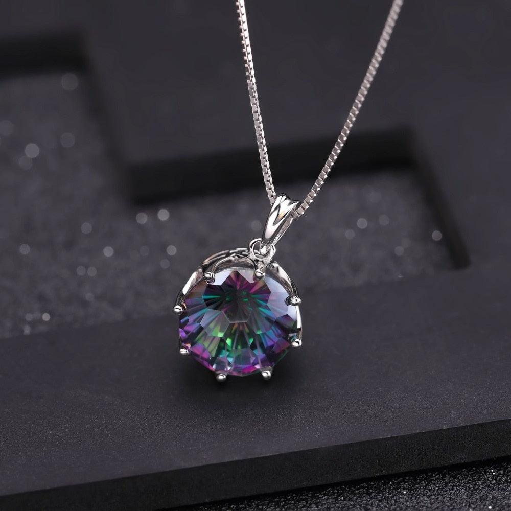 Sterling Silver Mystical Rainbow Quartz Pendant Necklace - Lucid Fantasy 