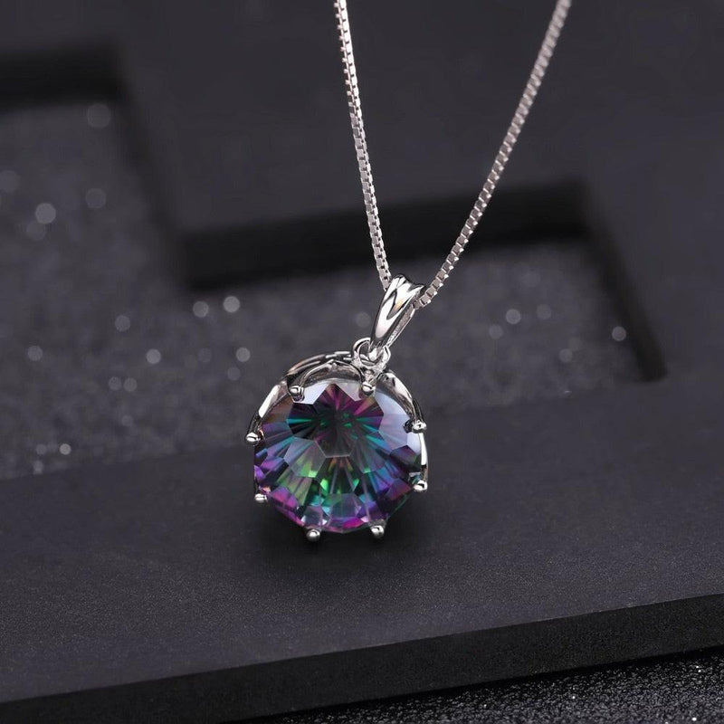 Sterling Silver Mystical Rainbow Quartz Pendant Necklace - Lucid Fantasy 