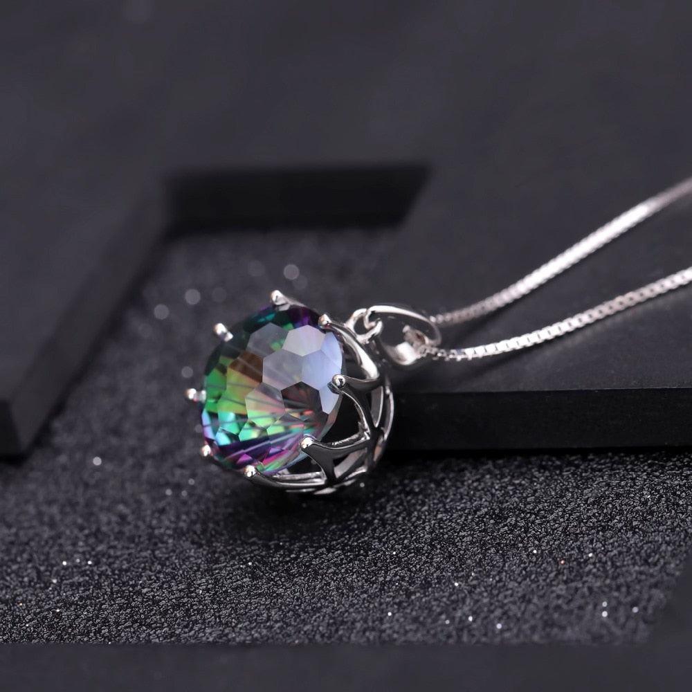 Sterling Silver Mystical Rainbow Quartz Pendant Necklace - Lucid Fantasy 