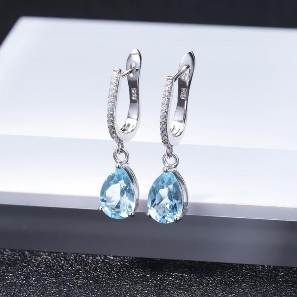 Sterling Silver Sky Blue Topaz Water Drop Earrings