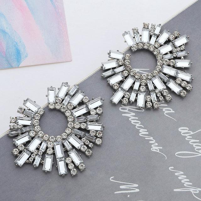 Stunning Crystal-Studded Maxi Hoop Dangle Earrings - Lucid Fantasy 