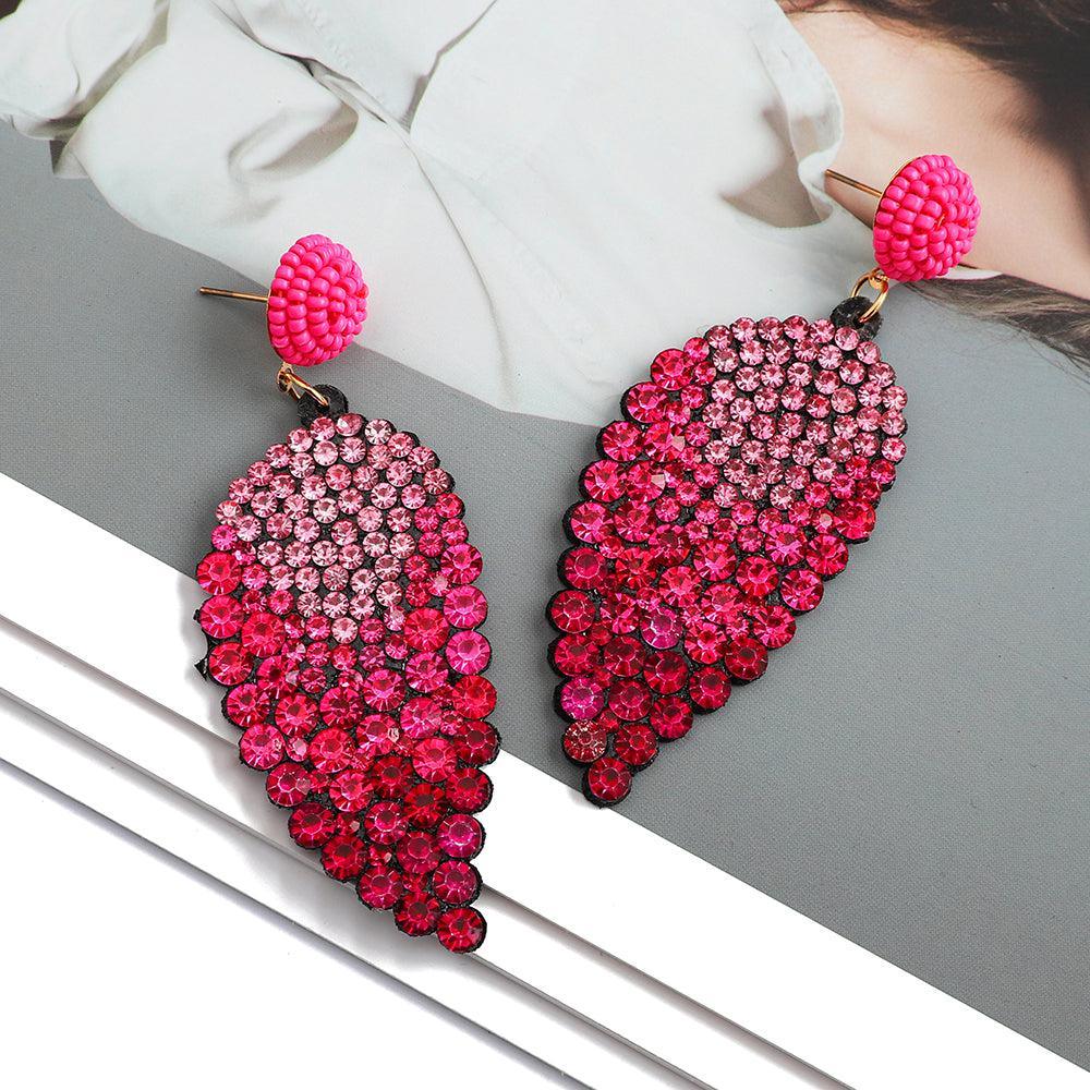 Stunning Pink and Red Crystal Wing Drop Earrings - Lucid Fantasy 