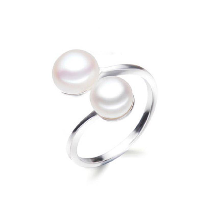 Twisted Charm Double Pearl Ring in Sterling Silver - Lucid Fantasy 