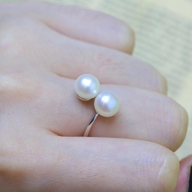 Twisted Charm Double Pearl Ring in Sterling Silver - Lucid Fantasy 