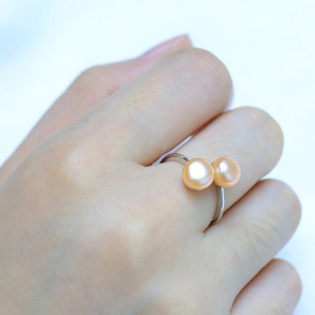 Twisted Charm Double Pearl Ring in Sterling Silver - Lucid Fantasy 