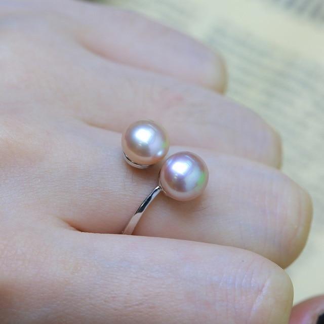 Twisted Charm Double Pearl Ring in Sterling Silver - Lucid Fantasy 