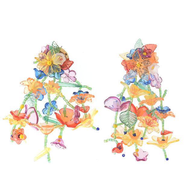 Vibrant Bohemian Acrylic Floral Statement Dangle Earrings - Lucid Fantasy 