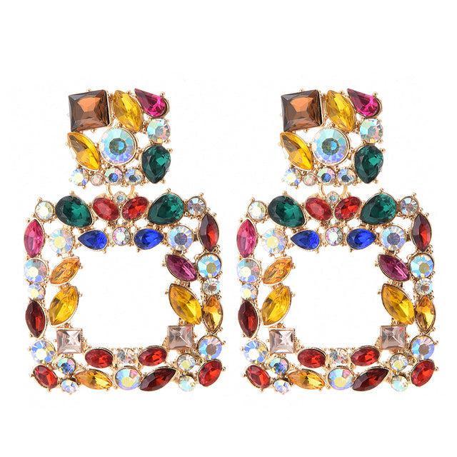 Vibrant Crystal Hoop Dangle Earrings for a Striking Look - Lucid Fantasy 