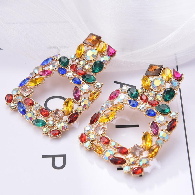 Vibrant Crystal Hoop Dangle Earrings for a Striking Look - Lucid Fantasy 