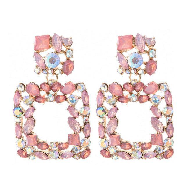 Vibrant Crystal Hoop Dangle Earrings for a Striking Look - Lucid Fantasy 