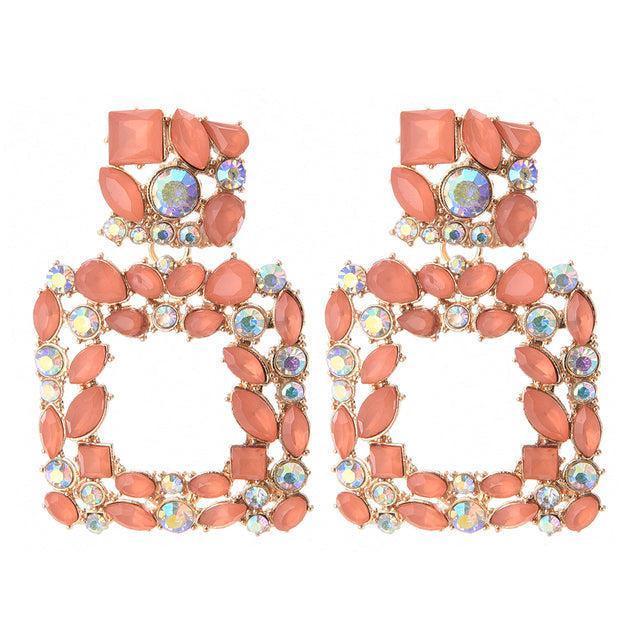 Vibrant Crystal Hoop Dangle Earrings for a Striking Look - Lucid Fantasy 