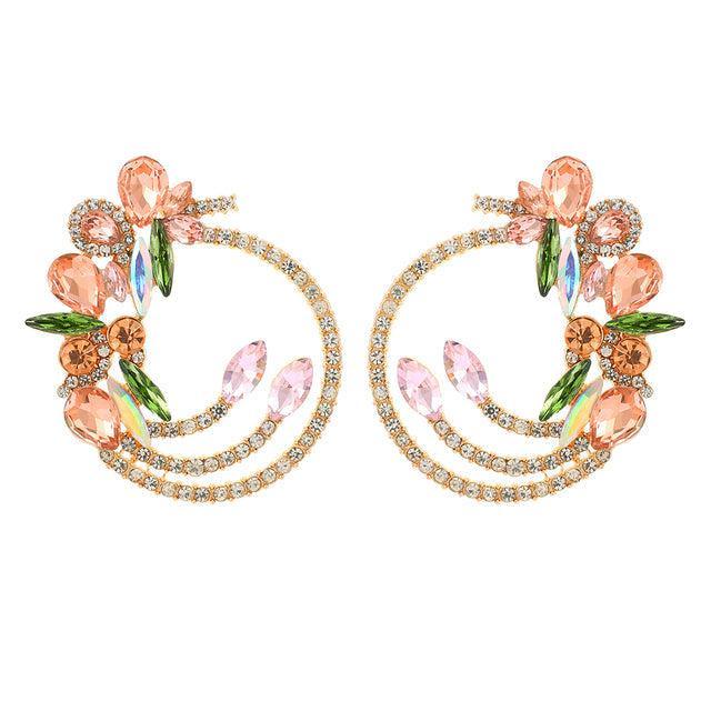 Vibrant Crystal Hoop Dangle Maxi Earrings - Lucid Fantasy 