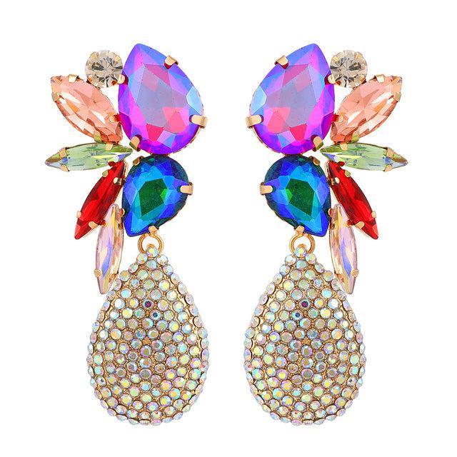 Vibrant Glass Crystal Dangle Earrings for a Glamorous Look - Lucid Fantasy 