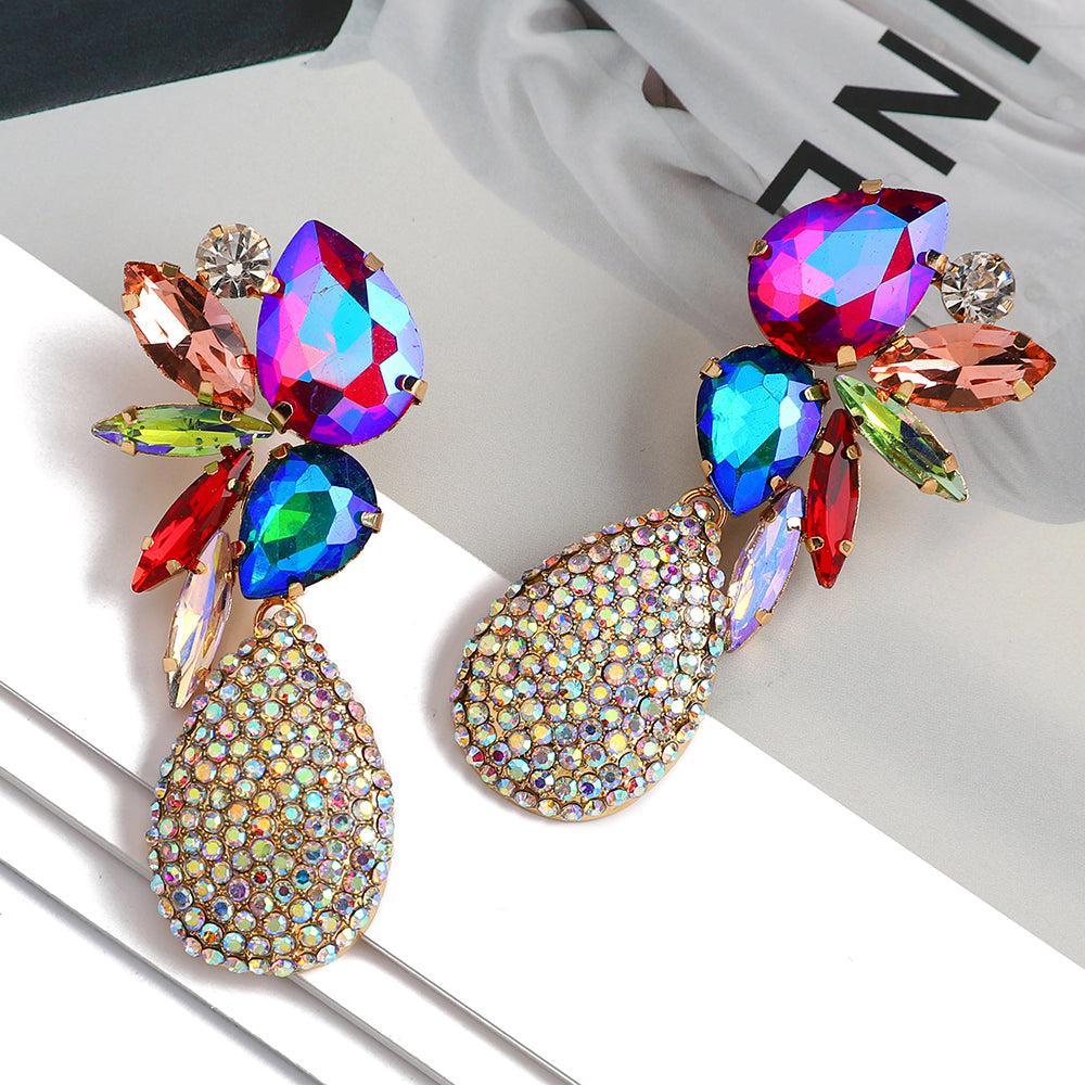 Vibrant Glass Crystal Dangle Earrings for a Glamorous Look - Lucid Fantasy 