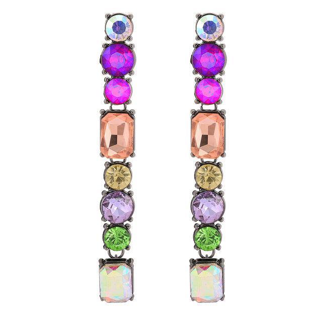 Vibrant Longline Crystal Drop Earrings - Lucid Fantasy 