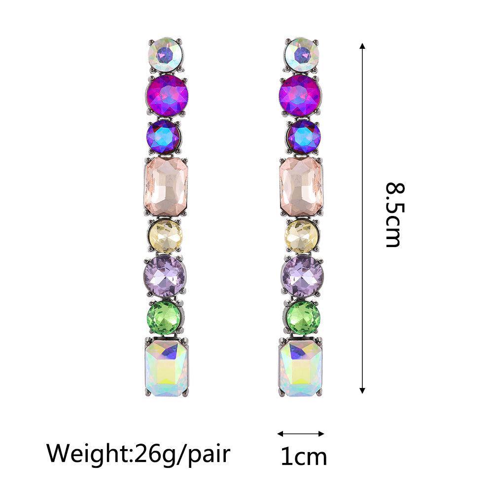 Vibrant Longline Crystal Drop Earrings - Lucid Fantasy 