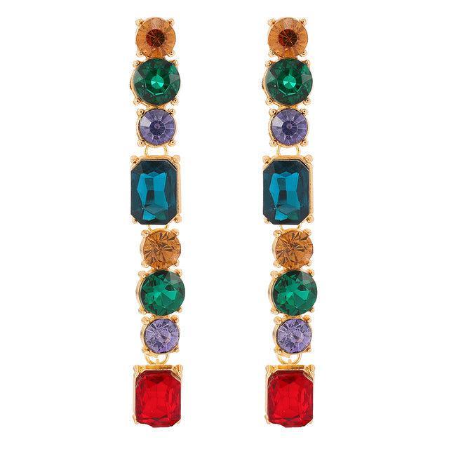 Vibrant Longline Crystal Drop Earrings - Lucid Fantasy 