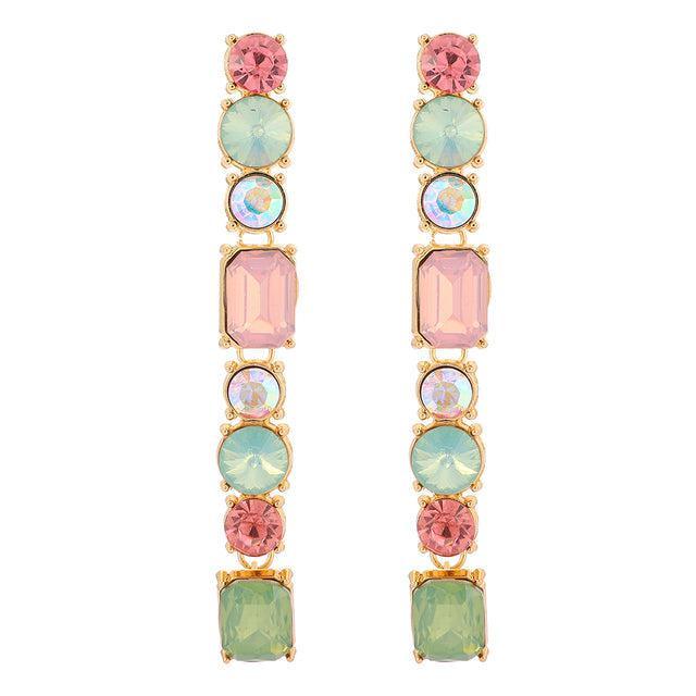 Vibrant Longline Crystal Drop Earrings - Lucid Fantasy 