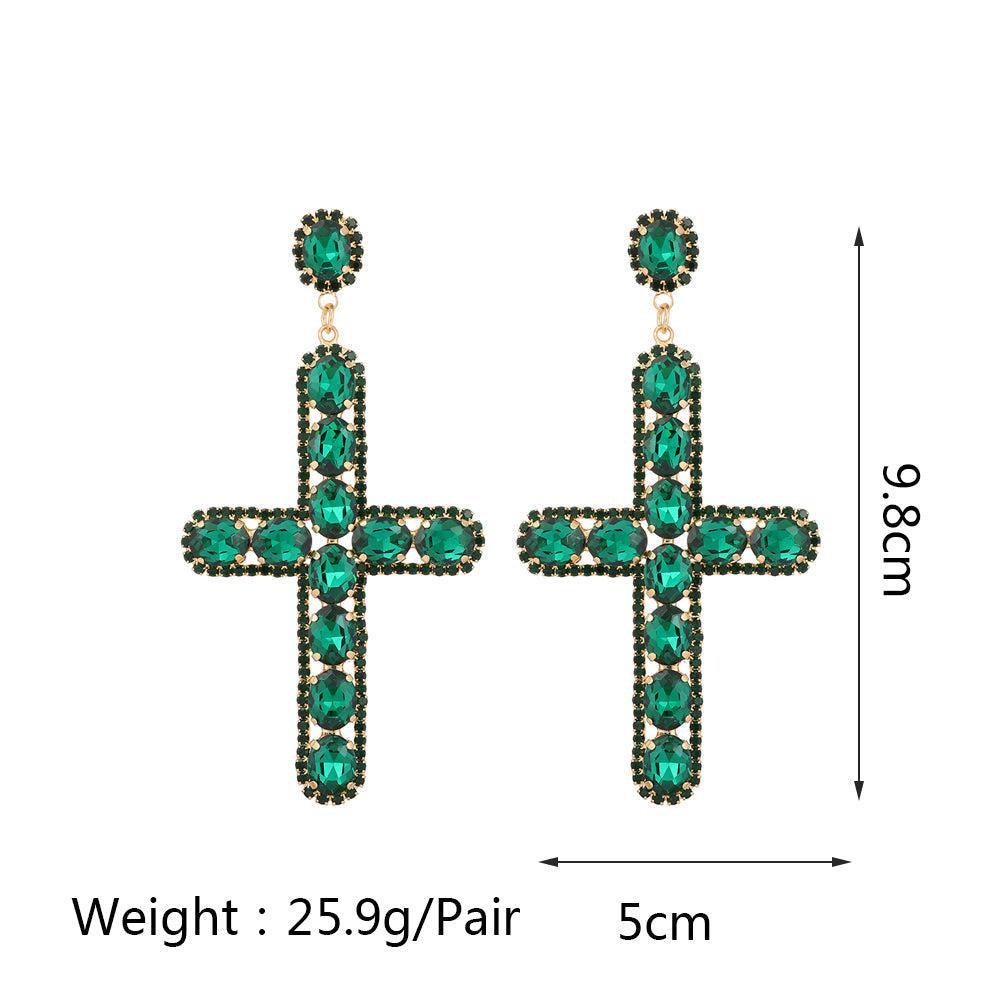 Vivid Crystal Cross Dangle Earrings - 7 Stunning Shades Available - Lucid Fantasy 