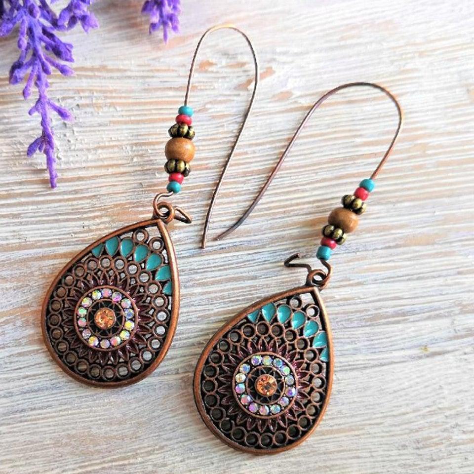 Water Drop Native Design Dangle Earrings - Lucid Fantasy 