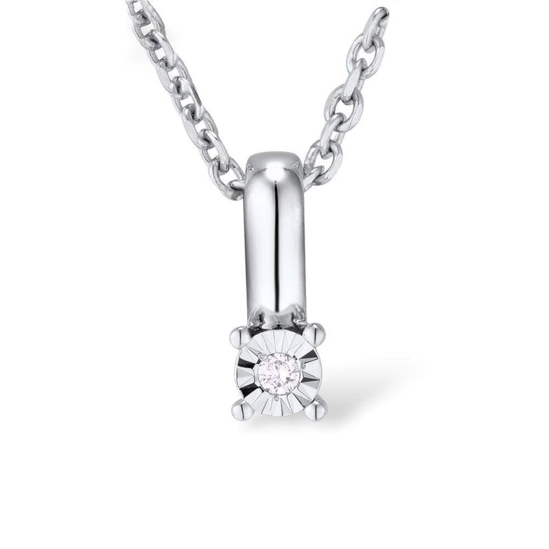 White Gold (14k) Sparkling Illusion Necklace Pendant with 1PCS 0.019ct Round Diamond - Lucid Fantasy 