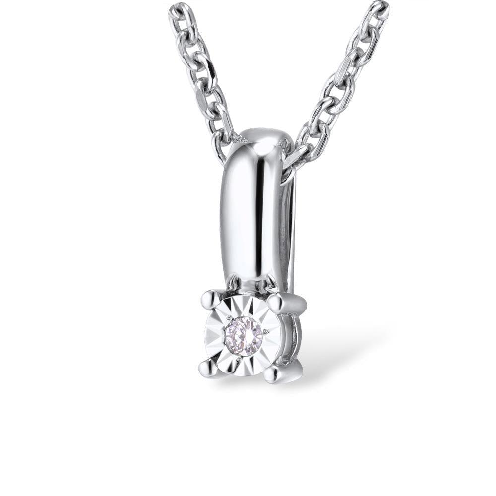 White Gold (14k) Sparkling Illusion Necklace Pendant with 1PCS 0.019ct Round Diamond - Lucid Fantasy 