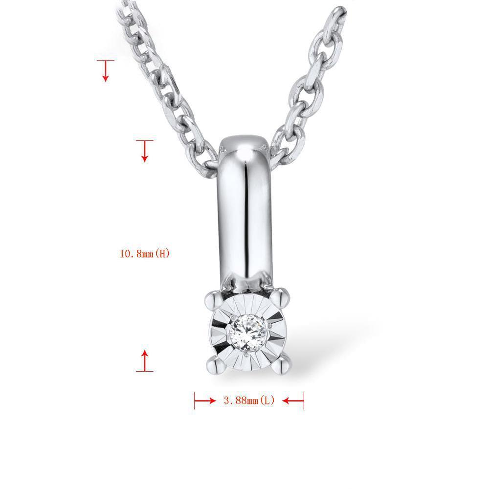 White Gold (14k) Sparkling Illusion Necklace Pendant with 1PCS 0.019ct Round Diamond - Lucid Fantasy 