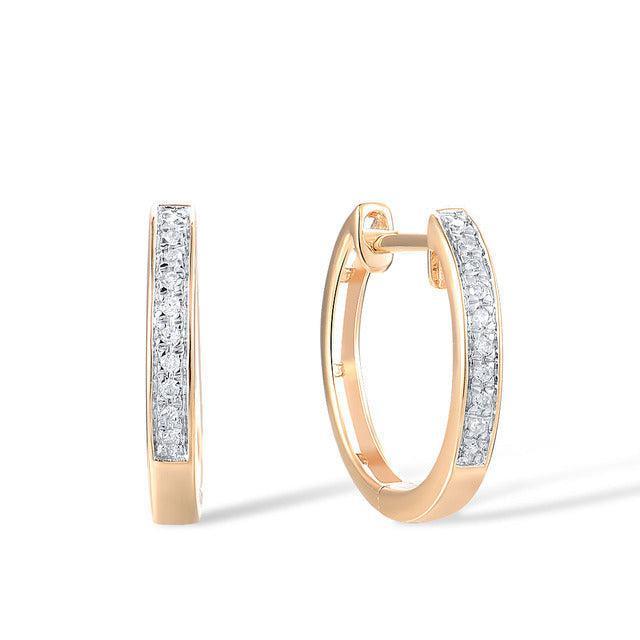 White Gold/Rose Gold/Yellow Gold (14k) Hoop Dangle Earrings with 20PCS 0.04ct Round Diamond - Lucid Fantasy 