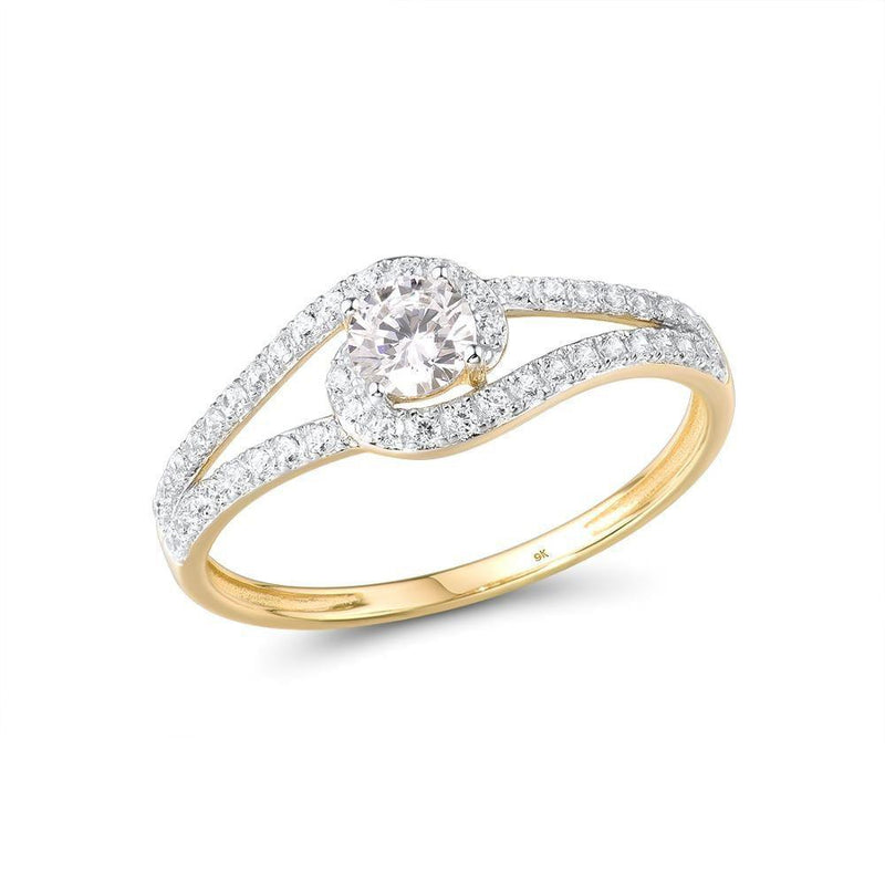 Yellow Gold (9k) Interlocking Swirl Cutout Ring with 47PCS - 0.86ct White CZ Pave - Lucid Fantasy 