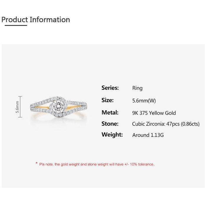 Yellow Gold (9k) Interlocking Swirl Cutout Ring with 47PCS - 0.86ct White CZ Pave - Lucid Fantasy 