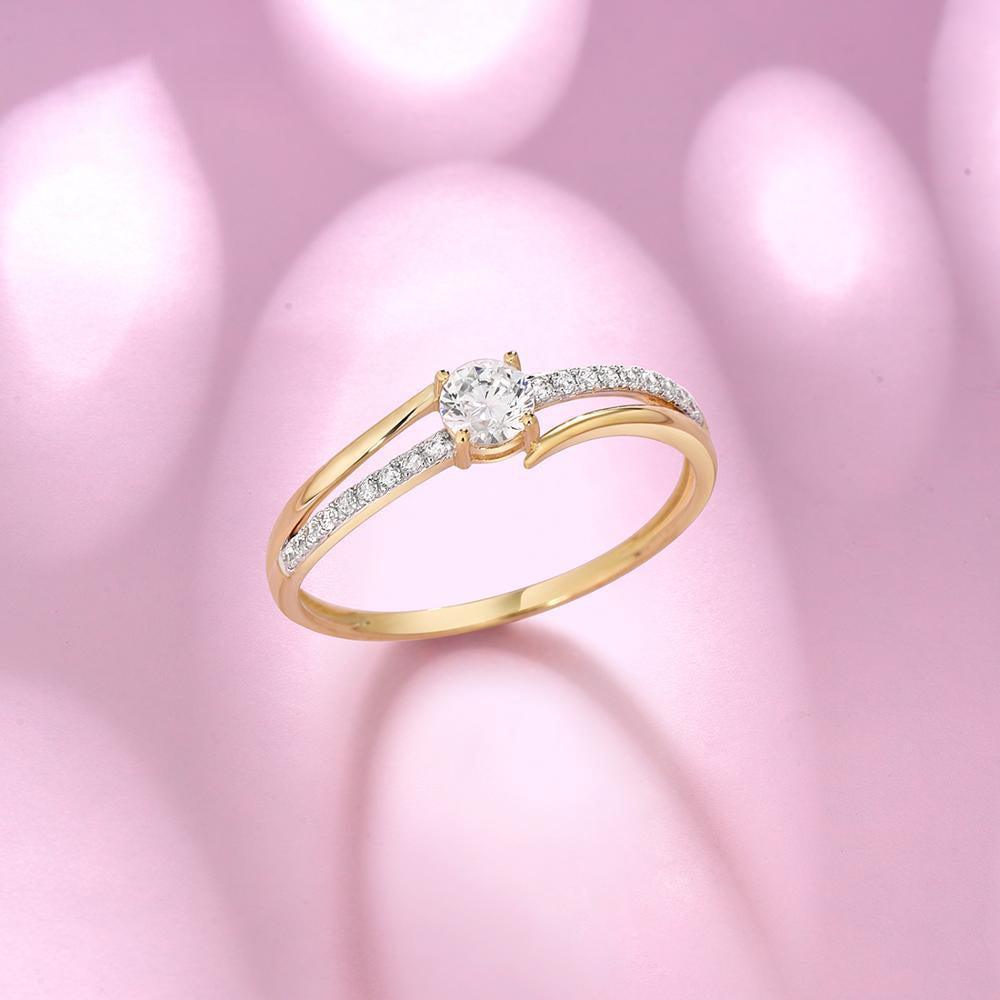 Yellow Gold (9k) Swirl Cutout Ring with 19PCS - 0.61ct White CZ Pave - Lucid Fantasy 