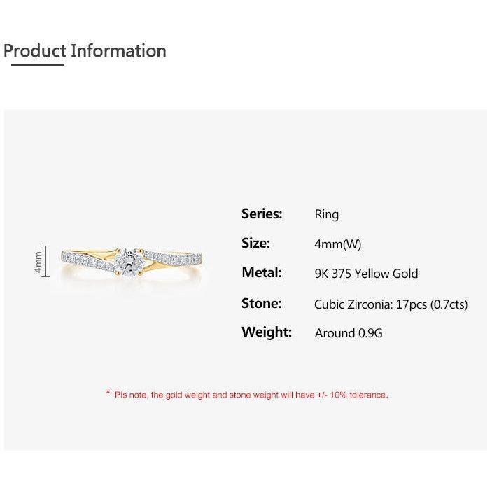 Yellow Gold (9k) Swirl Formal Ring with 17PCS - 0.7ct White CZ Pave - Lucid Fantasy 