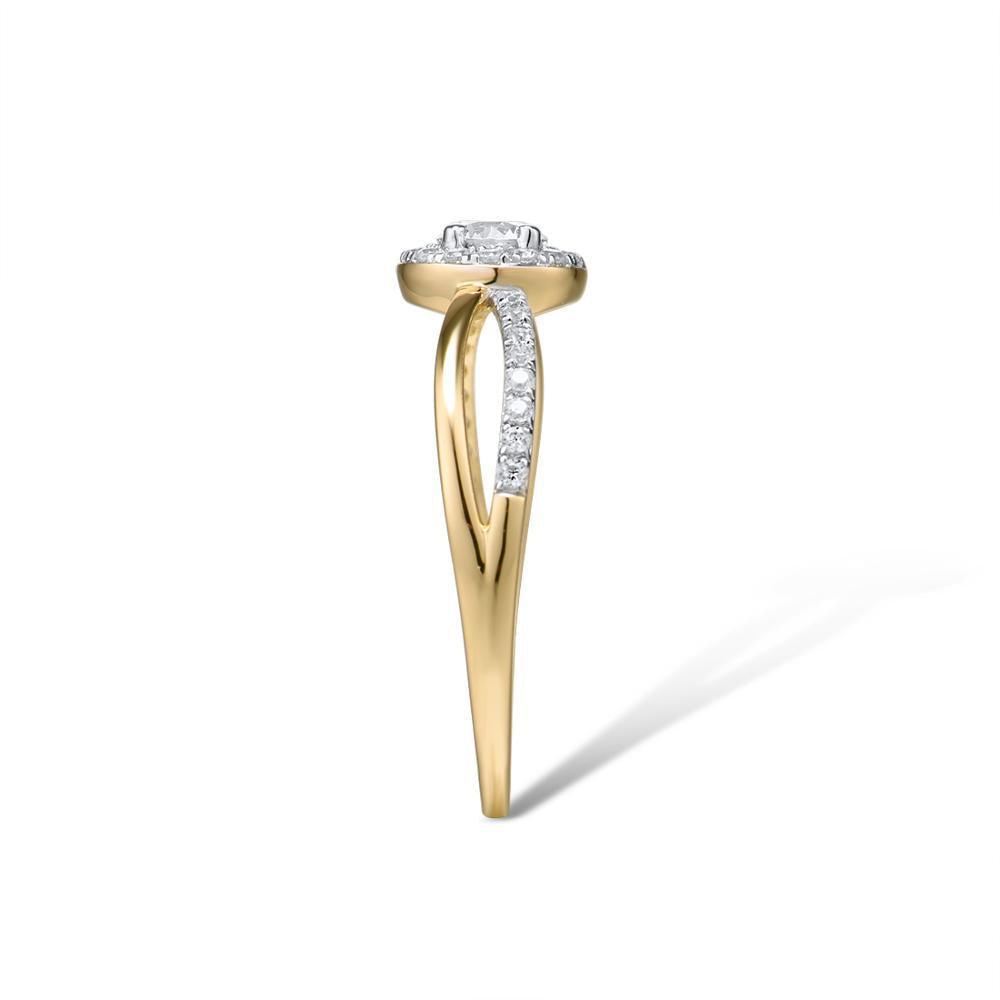 Yellow Gold (9k) Twist Swirl Cutout Halo Ring with 31PCS - 0.66ct White CZ Pave - Lucid Fantasy 