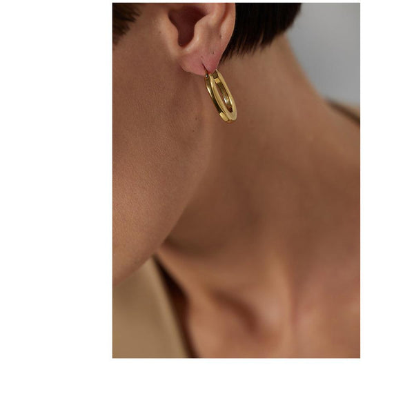 Yhpup 316L Stainless Steel Unusual Earrings High Quality Metal Geometric Gold Hoop Earrings Waterproof Jewelry Office Gift|Hoop Earrings|