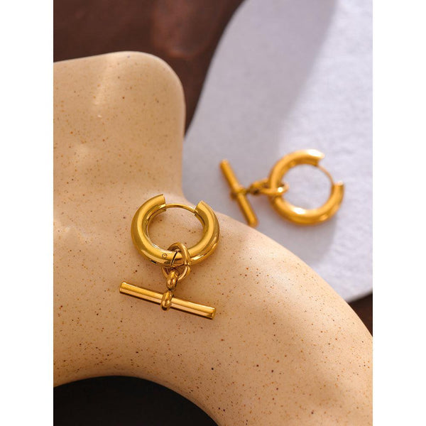 Yhpup Stainless Steel Unusual Earrings Statement Metal Golden Geometric Huggie Earrings Trendy Jewelry For Women Office Gfit - Hoop Earrings