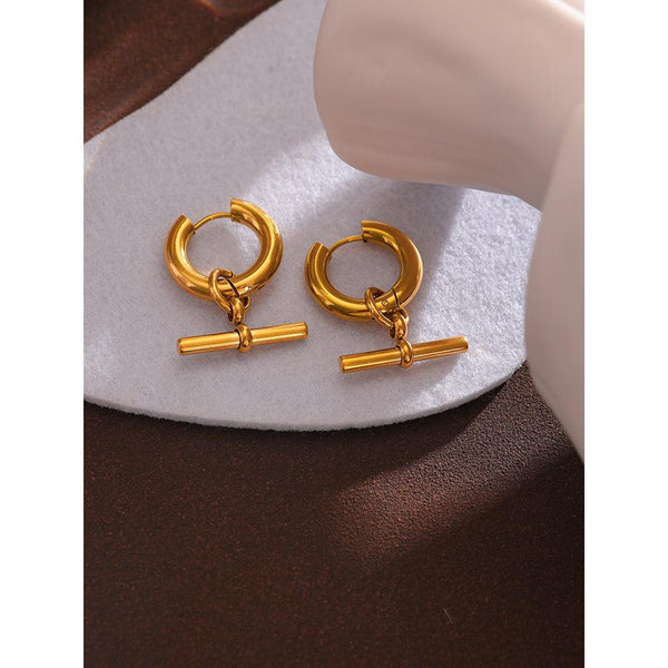 Yhpup Stainless Steel Unusual Earrings Statement Metal Golden Geometric Huggie Earrings Trendy Jewelry For Women Office Gfit - Hoop Earrings