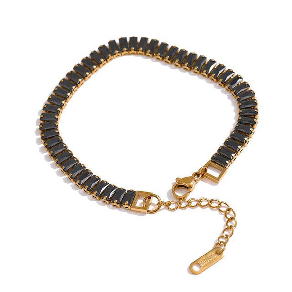 Yhpup Waterproof Jewelry Stainless Steel Colorful Aaa Cubic Zirconia Bracelet For Women Luxury Bling 18 K Bangle Bracelet - Bracelets